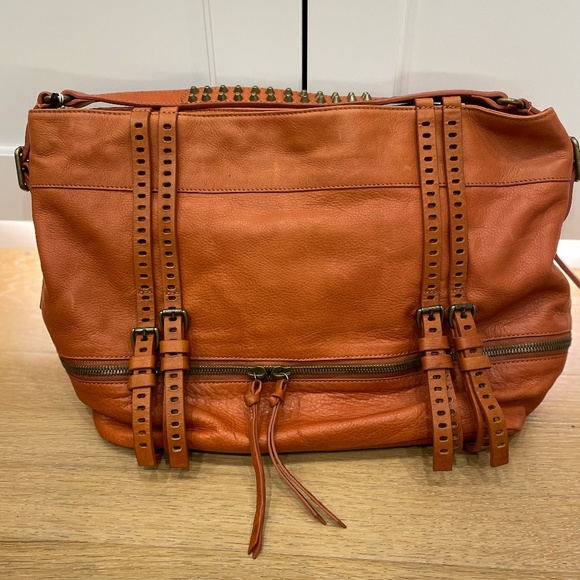 Joelle Hawkins Brown Studded Leather Purse Rust - Picture 1 of 7